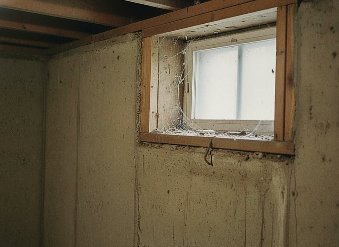 Exposed rim joist before foam