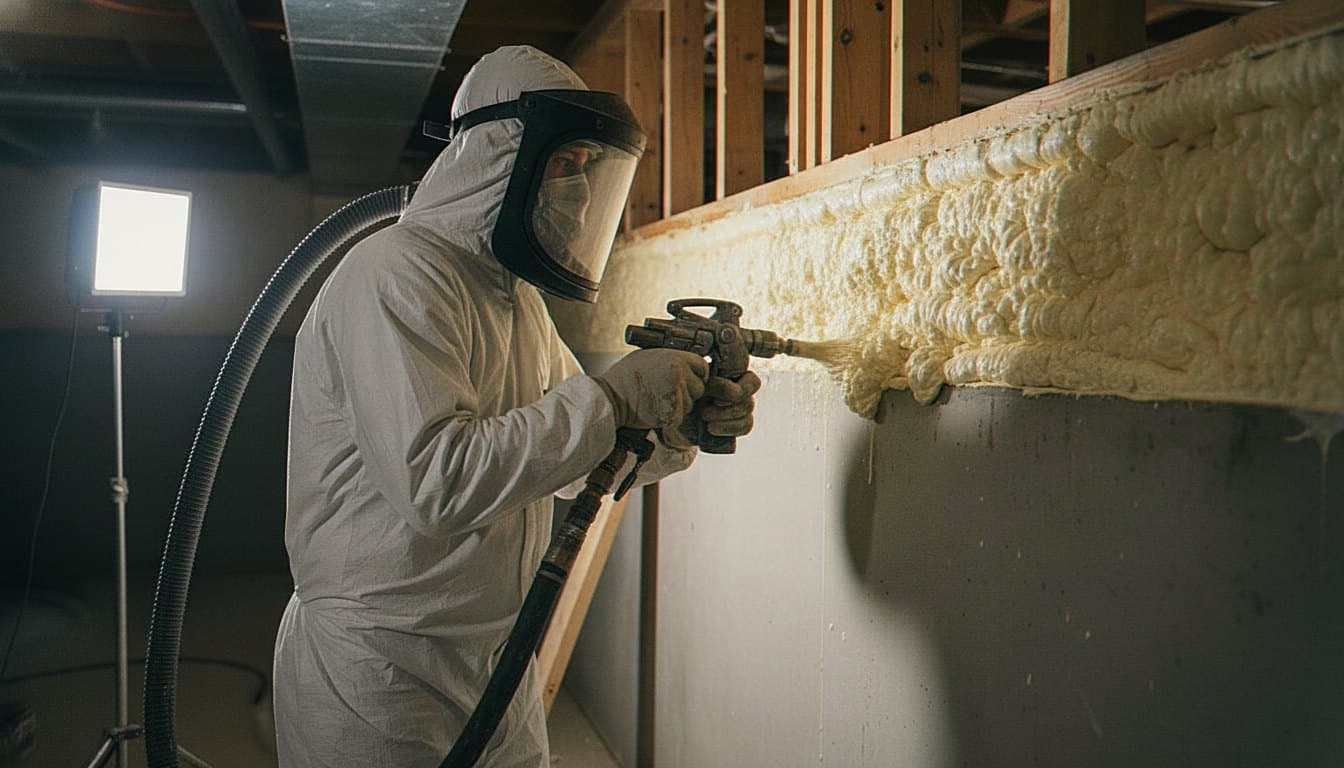 Dense spray foam in basement rim joist