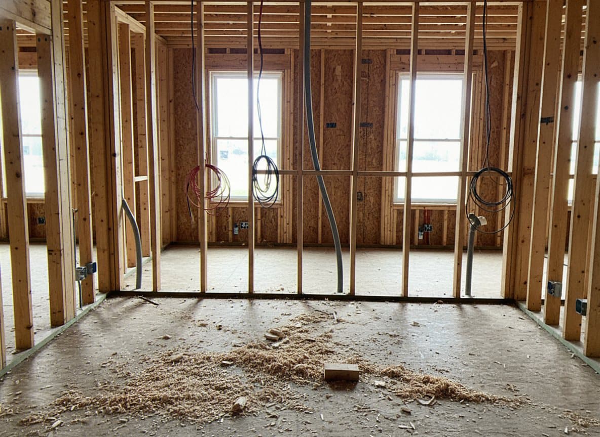 Home frame before insulation
