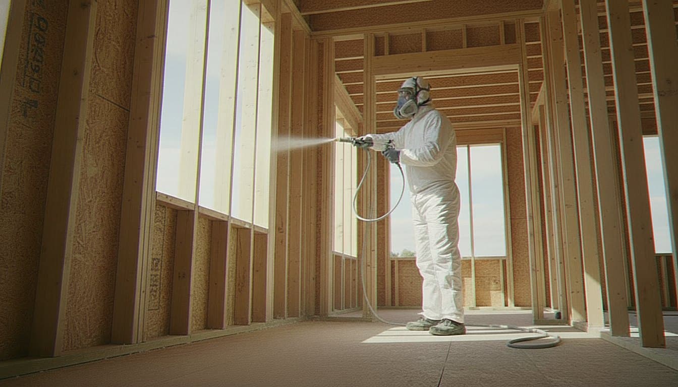 New home foam insulation application